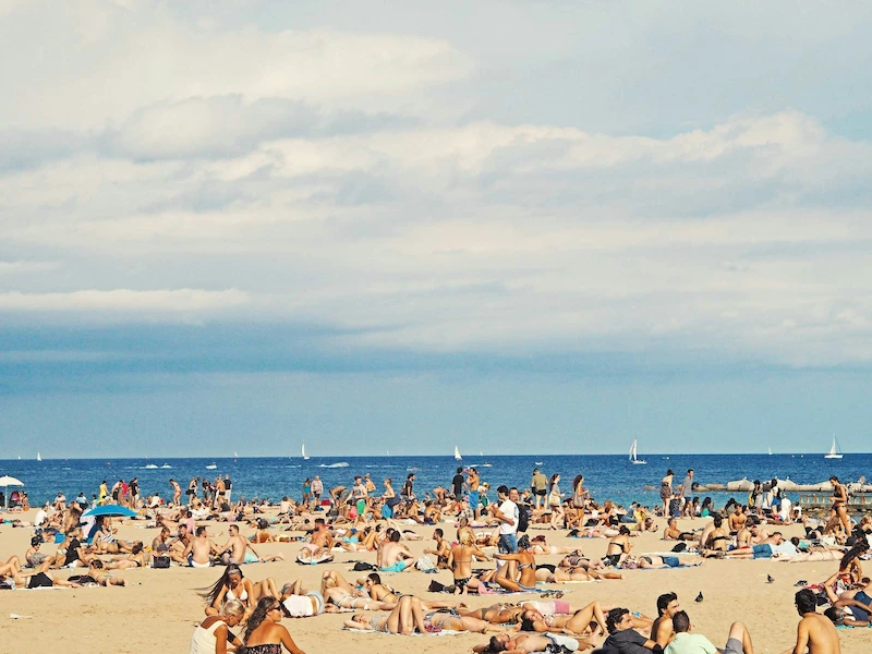 Barcelona Juli Menschenmassen